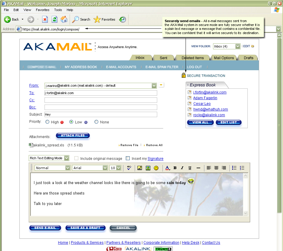 Composing a new email